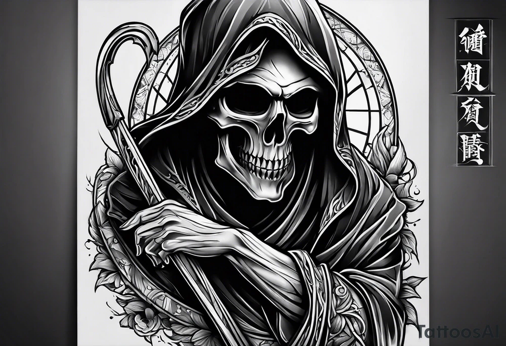 Grim reaper around forearm tattoo idea