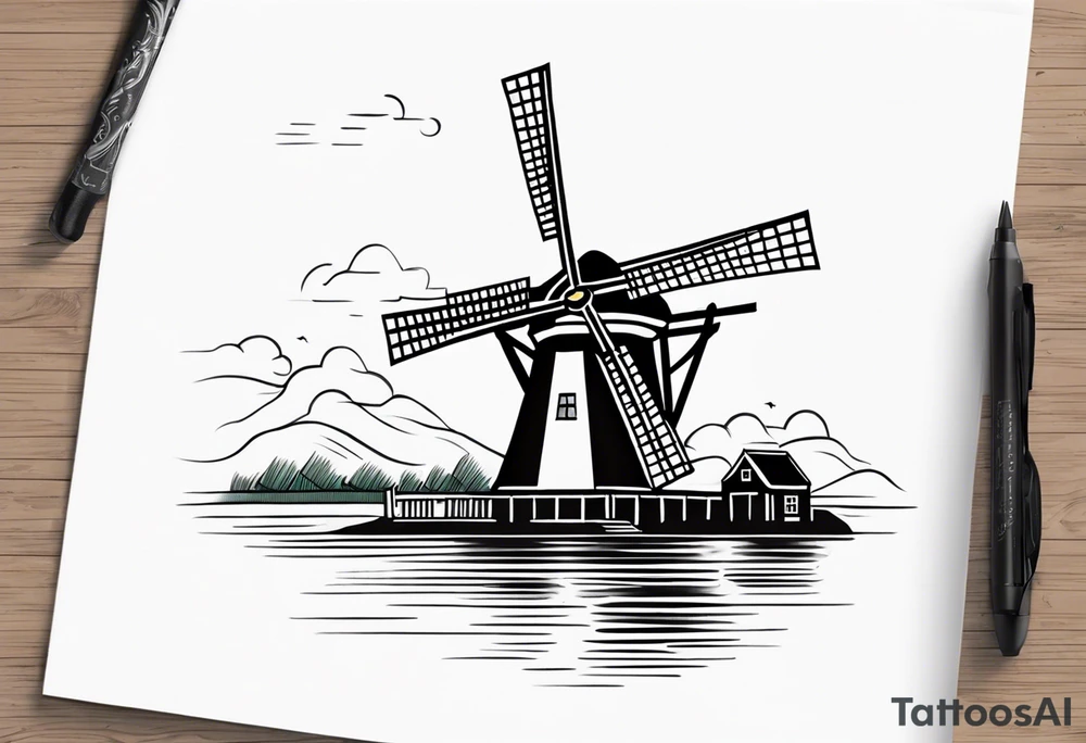 dutch windmill tattoo idea