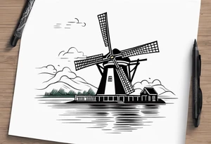 dutch windmill tattoo idea