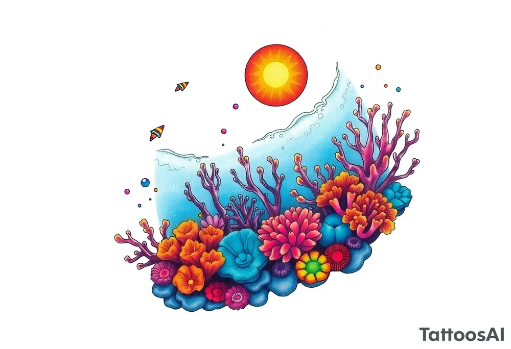 Coral reef scene tattoo idea
