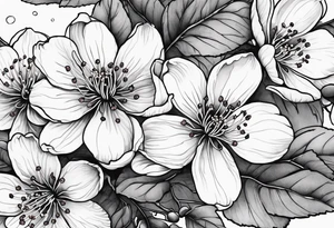cherry blossoms with leaves and buds tattoo idea