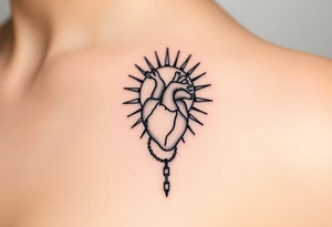 human heart chained up within the sublime sun, reggae vibe tattoo idea