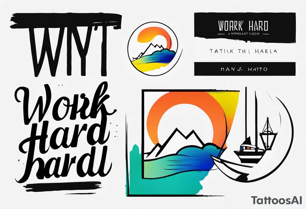 I want a painting style tattoo with the words "work hard" and "play hard". tattoo idea