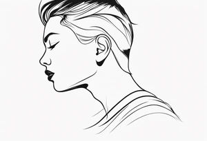 head with pointed ears long hair profile tattoo idea