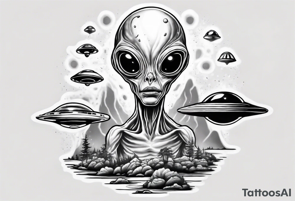 Trippy alien/ufo scene for a leg sleeve tattoo tattoo idea Trippy alien/ufo scene for a leg sleeve tattoo tattoo idea
