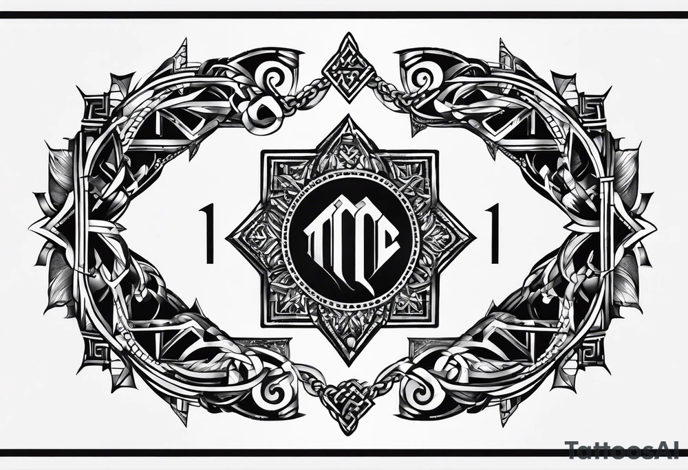 scottish bracelet tattoo with letters 
MKB tattoo idea