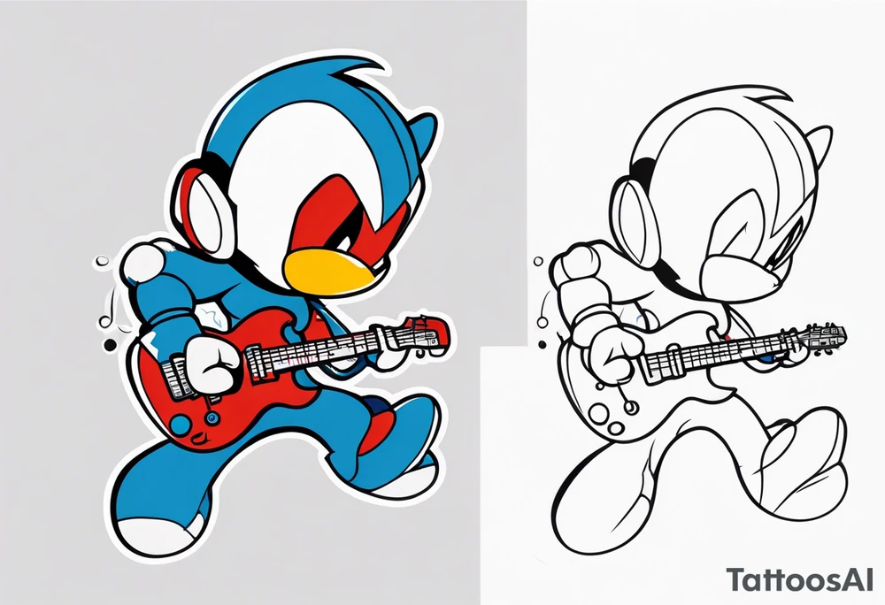 rockman playing electric guitar tattoo idea
