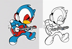 rockman playing electric guitar tattoo idea