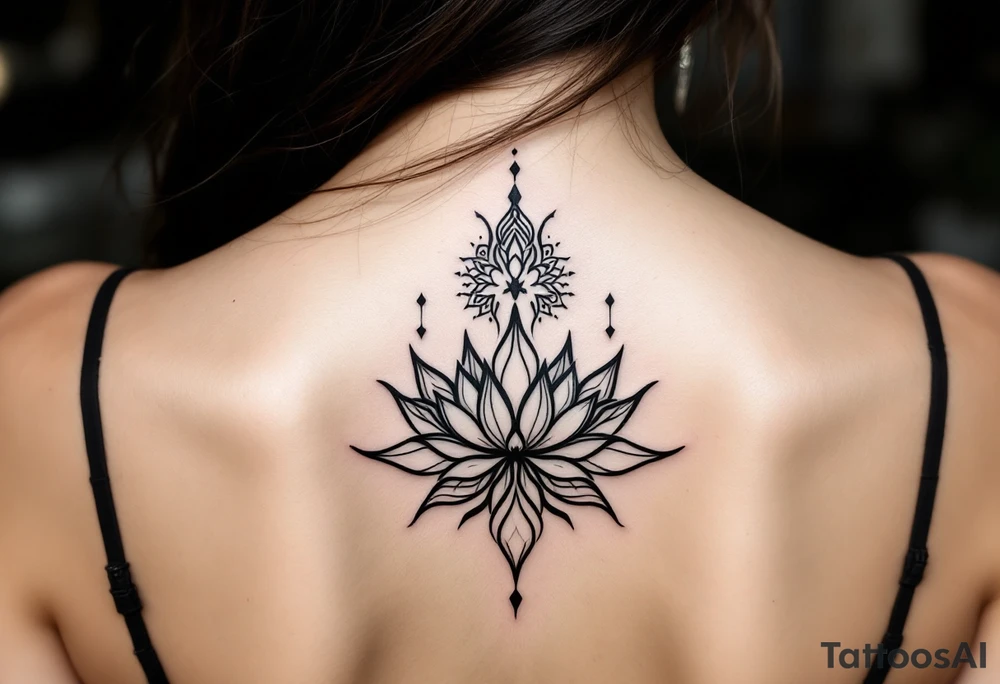 Fine thin lines very small minimalist tattoo combo of phenix and lotus tattoo idea