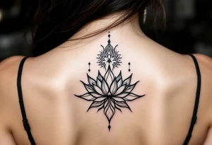 Fine thin lines very small minimalist tattoo combo of phenix and lotus tattoo idea