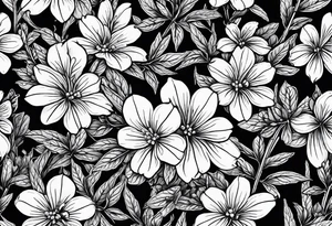 Generate a picture of Vervain (Verbena) flowers with small leaves around them. tattoo idea