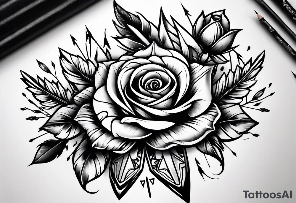 five Indian arrows going through a single rose tattoo idea five Indian arrows going through a single rose tattoo idea