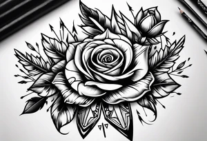 five Indian arrows going through a single rose tattoo idea