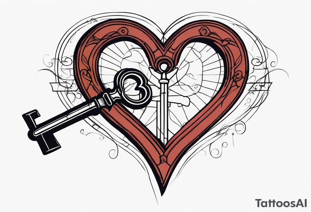 Antique keys heart shaped tattoo idea