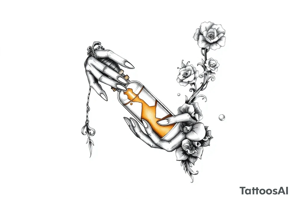 death bringer  handing me 
poison bottle tattoo idea