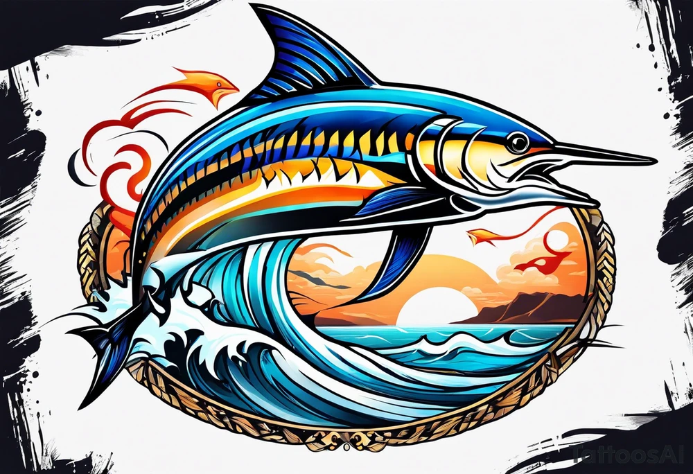 Marlin jumping tattoo idea