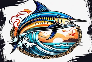 Marlin jumping tattoo idea