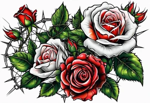 roses with thorns and barbed wire intertwined tattoo idea