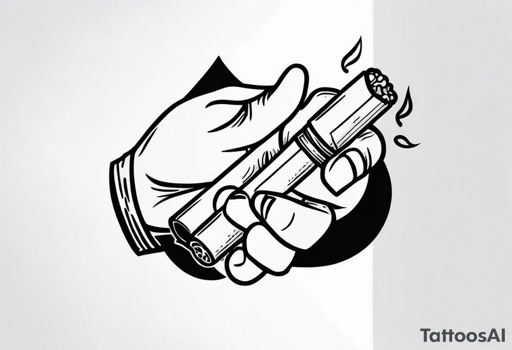 hand holding cigarette tattoo idea