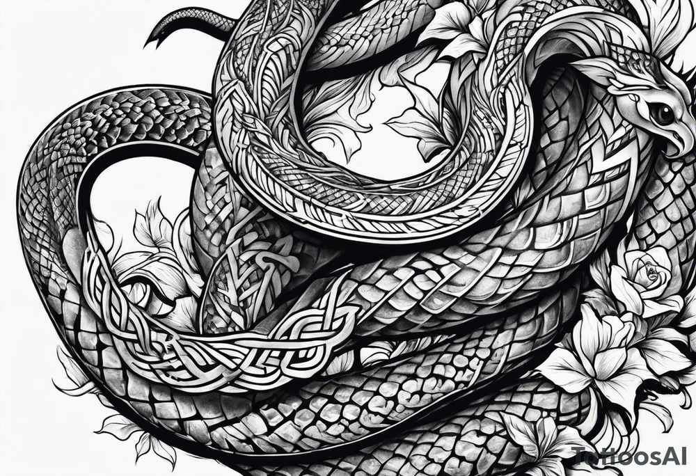 Cross and serpent tattoo idea