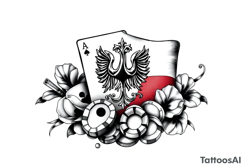 Poland symbol and poker cards Add casino money to it. tattoo idea