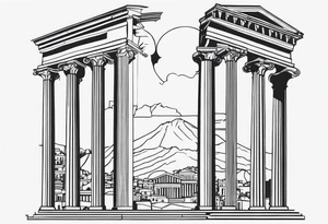 athens inspired, preferably a cariathyd, a mix with column tattoo idea