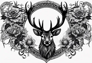 three thistles + Celtic knots + a stag + the phrase "always remember there is nothing worth sharing like the love that let us share our names" tattoo idea