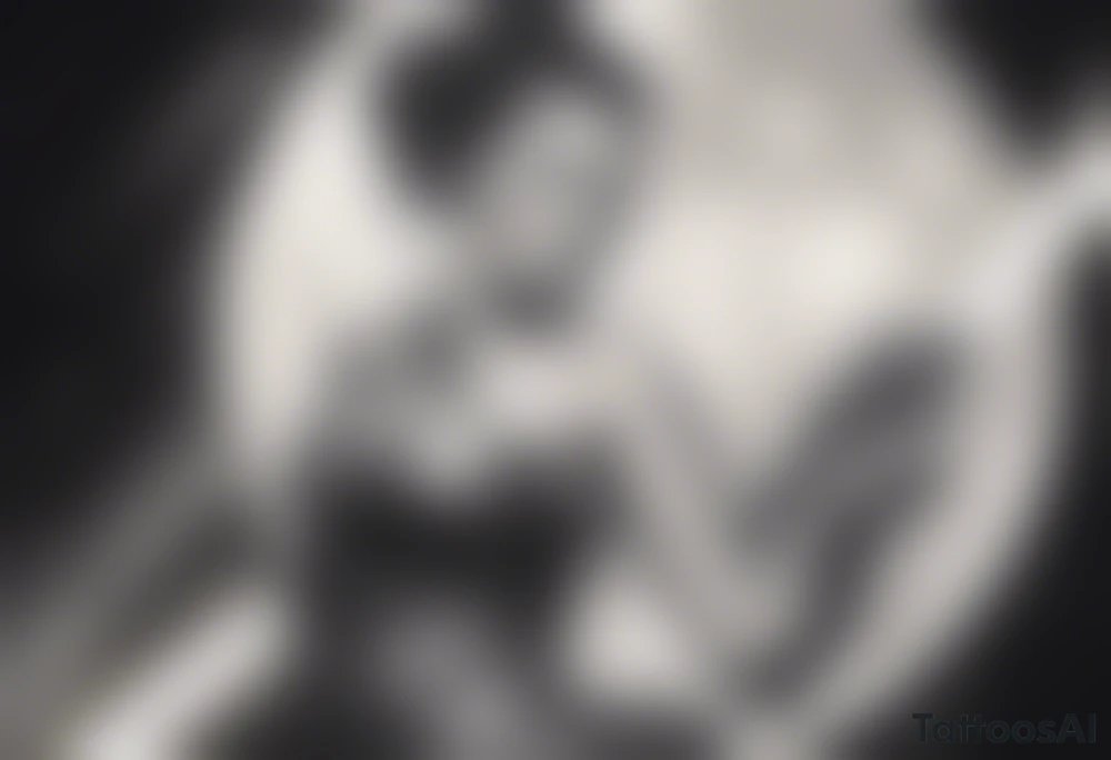 Pinup woman holding light saber in space tattoo idea