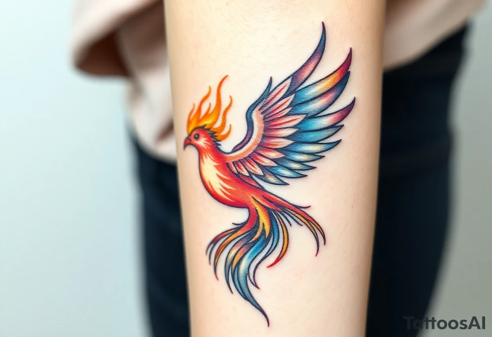 Phoenix with blazing fire tattoo idea