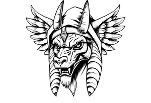 Anubis  powerful face muscle in Egypt style with mantle on head tattoo idea