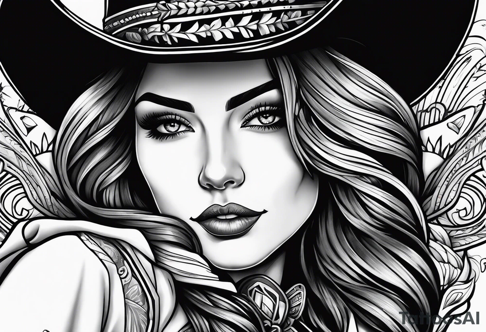 Neotraditional cowgirl tattoo idea