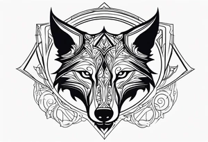 a wolf revealing its skull inspired by elden ring in sigil style tattoo idea