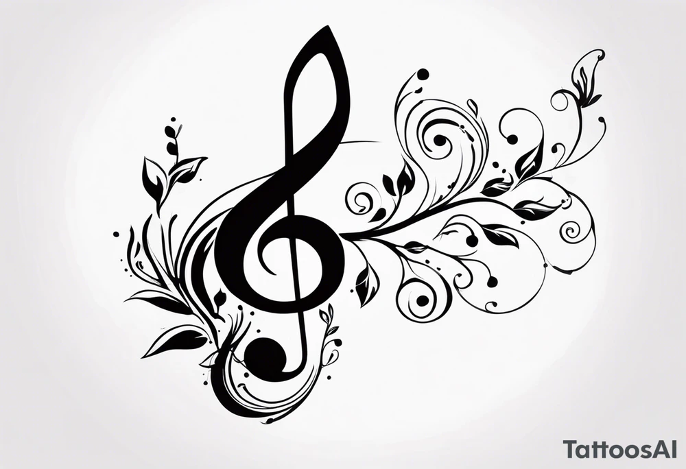 treble clef with flowers tattoo idea