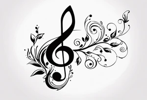 treble clef with flowers tattoo idea