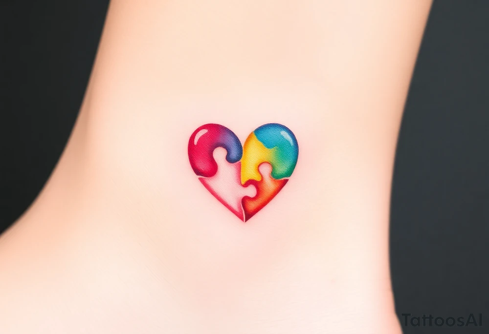 autism heart puzzle shape symbol tattoo idea