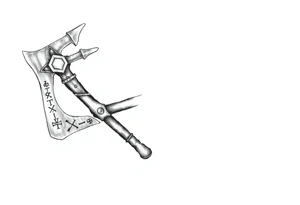 Viking axe on both shoulders with detailed rune engravings tattoo idea