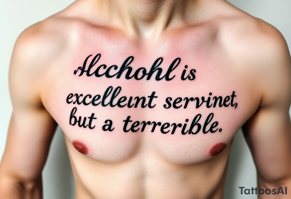 Alcohol is an excellent servant, but a terrible master tattoo idea