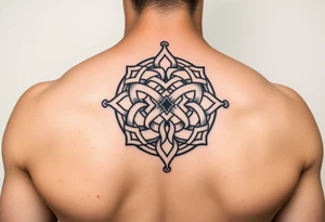 tibetan endless knot on arm tattoo idea