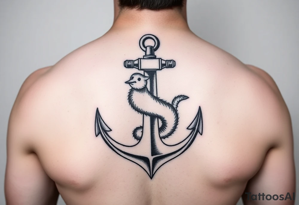 Anchor with weasel tattoo idea