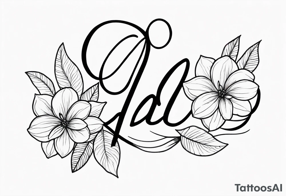 Nicholas written in cursive up and down
 with flowers tattoo idea