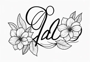 Nicholas written in cursive up and down
 with flowers tattoo idea