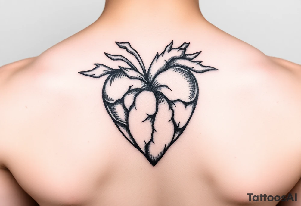 heart shape but realistic tattoo idea