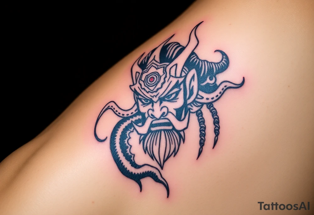 powerful majestic wukong surrounded by shenron tattoo idea