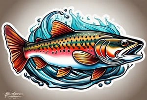 neo traditional cutthroat trout tattoo idea
