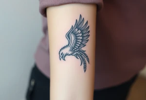 A phoenix flying out of a brain looking powerful tattoo idea