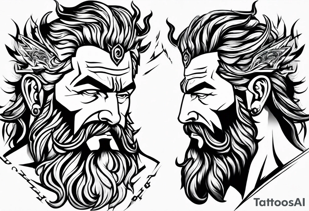 Masculine 
Zeus with thunder bolts tattoo idea