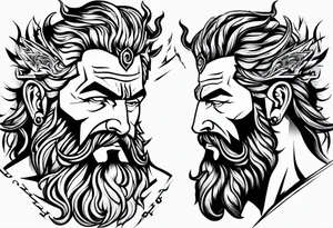 Masculine 
Zeus with thunder bolts tattoo idea