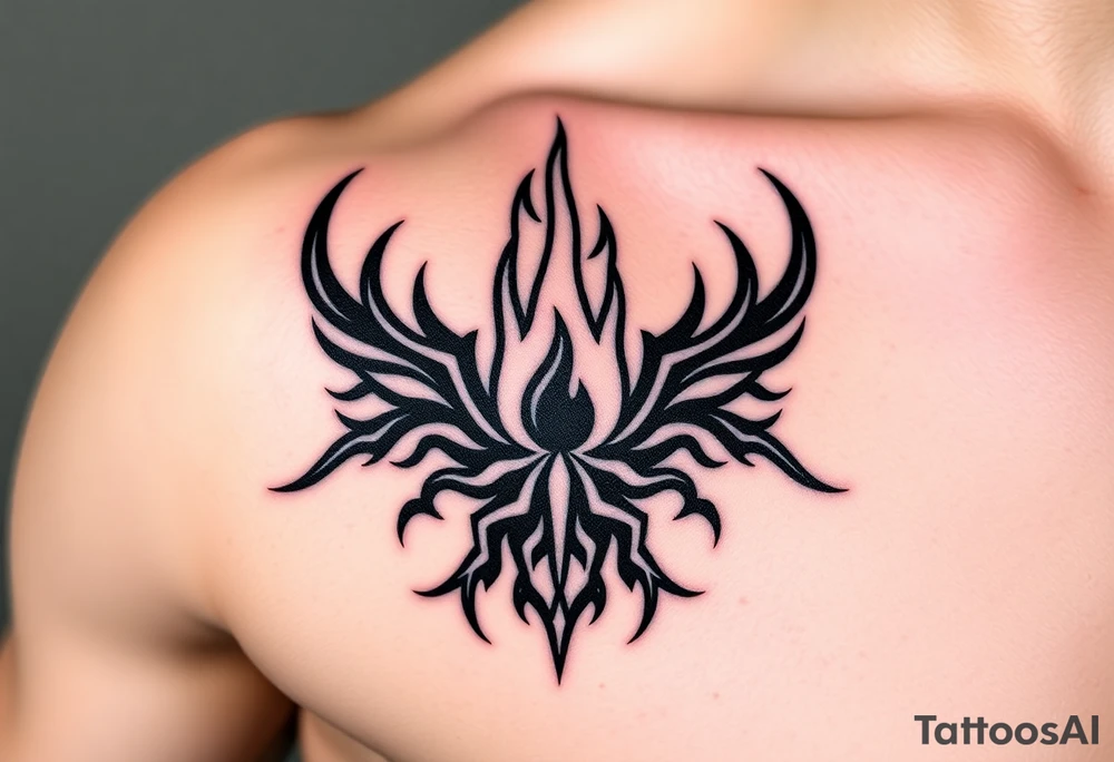 a flame in a roots form tattoo idea