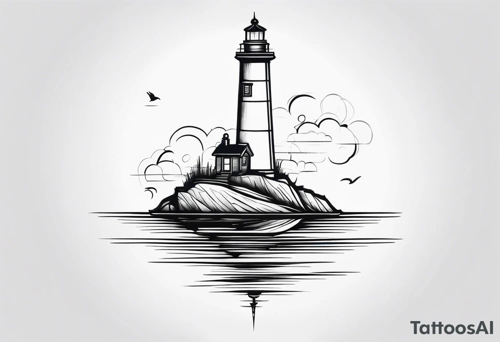 lighthouse fine line tattoo idea