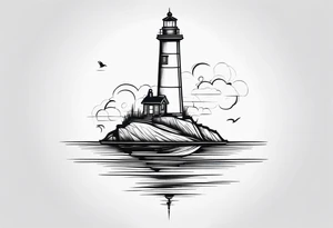 lighthouse fine line tattoo idea